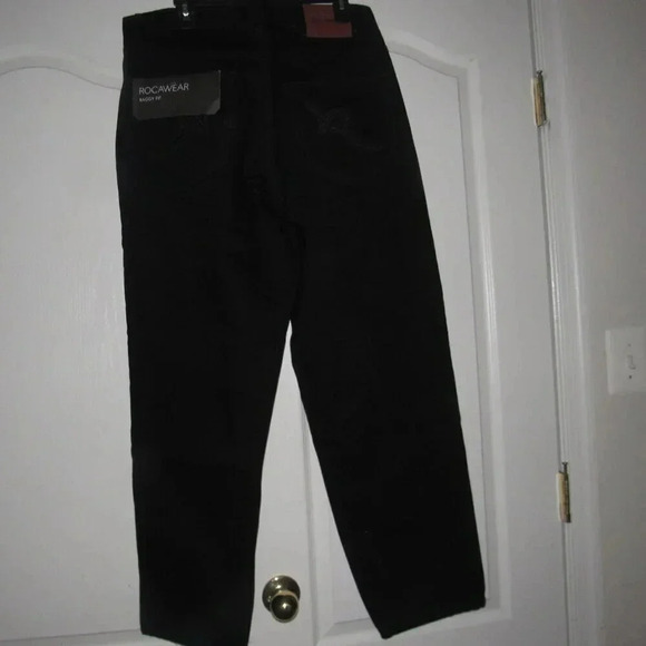 ROCAWEAR Baggy Fit Button Closure Black Jeans Size 34 - Picture 4 of 11
